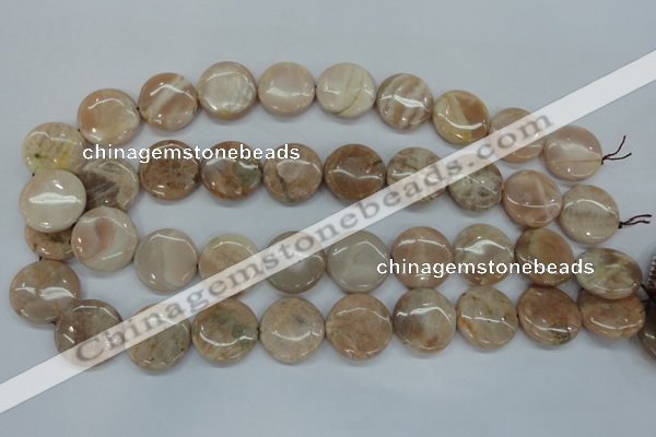 CSS239 15.5 inches 20mm flat round natural sunstone beads