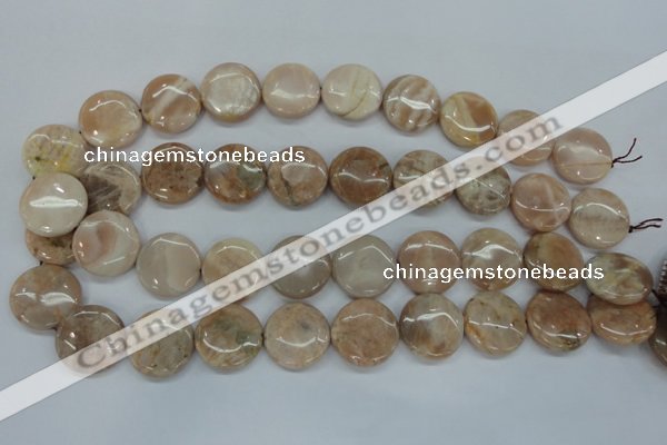 CSS239 15.5 inches 20mm flat round natural sunstone beads