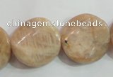 CSS256 15.5 inches 20mm twisted coin natural sunstone beads