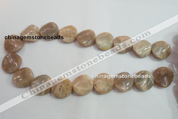 CSS256 15.5 inches 20mm twisted coin natural sunstone beads