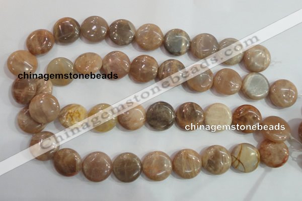 CSS260 15.5 inches 20mm flat round natural sunstone beads