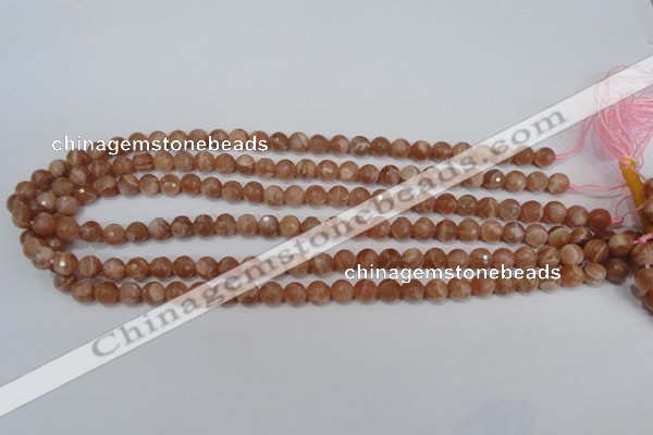 CSS502 15.5 inches 7mm faceted round natural golden sunstone beads