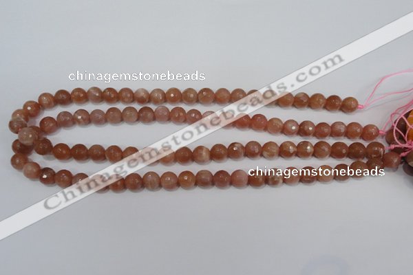 CSS504 15.5 inches 9mm faceted round natural golden sunstone beads