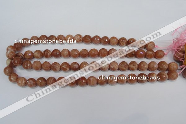 CSS506 15.5 inches 11mm faceted round natural golden sunstone beads