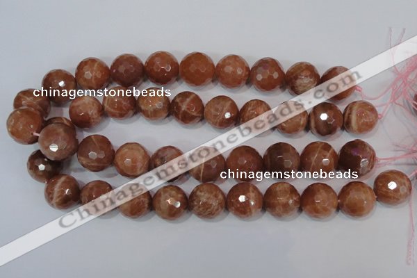 CSS511 15.5 inches 19mm faceted round natural golden sunstone beads