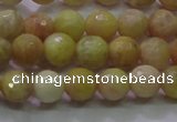 CSS611 15.5 inches 6mm faceted round yellow sunstone gemstone beads