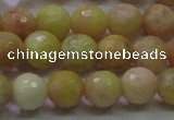 CSS612 15.5 inches 8mm faceted round yellow sunstone gemstone beads