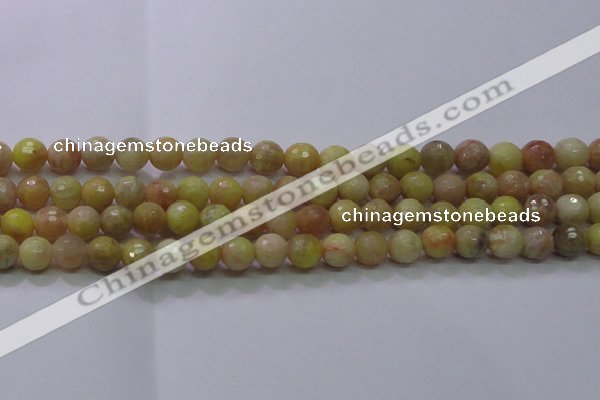 CSS612 15.5 inches 8mm faceted round yellow sunstone gemstone beads