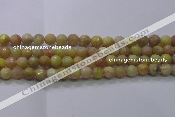 CSS613 15.5 inches 10mm faceted round yellow sunstone gemstone beads