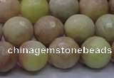 CSS614 15.5 inches 12mm faceted round yellow sunstone gemstone beads