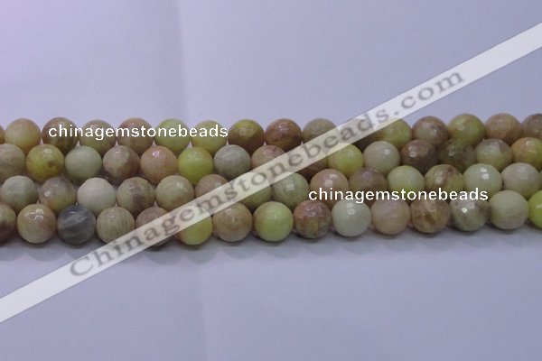 CSS614 15.5 inches 12mm faceted round yellow sunstone gemstone beads