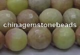 CSS615 15.5 inches 14mm faceted round yellow sunstone gemstone beads