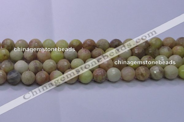 CSS615 15.5 inches 14mm faceted round yellow sunstone gemstone beads