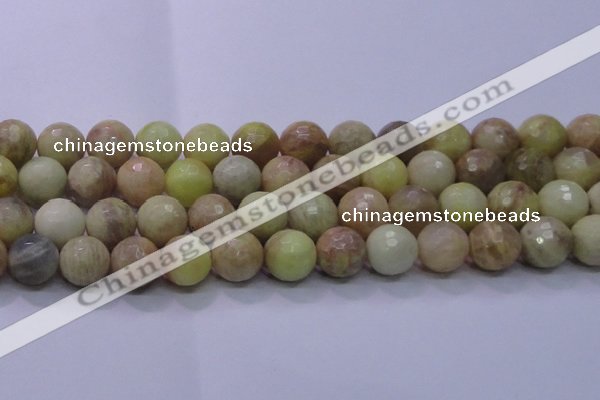 CSS617 15.5 inches 18mm faceted round yellow sunstone gemstone beads