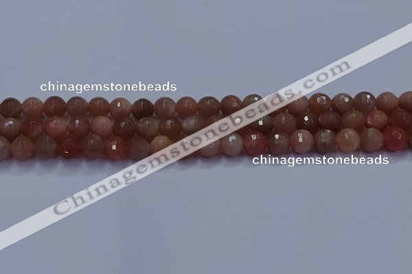 CSS672 15.5 inches 8mm faceted round sunstone gemstone beads