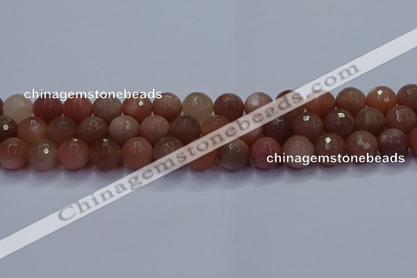 CSS674 15.5 inches 12mm faceted round sunstone gemstone beads wholesale