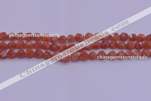 CSS682 15.5 inches 8mm faceted nuggets natural sunstone beads