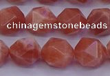 CSS684 15.5 inches 12mm faceted nuggets natural sunstone beads