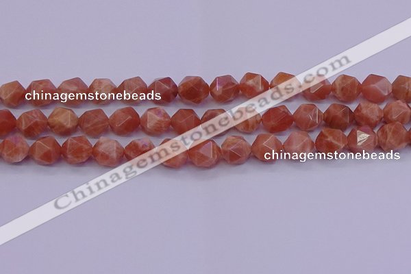 CSS684 15.5 inches 12mm faceted nuggets natural sunstone beads