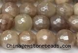 CSS811 15 inches 8mm faceted round AB-color sunstone beads