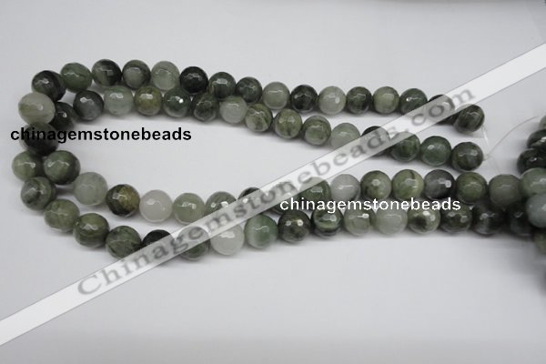 CSW15 15.5 inches 12mm faceted round seaweed quartz beads wholesale