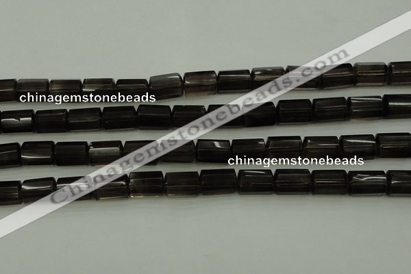 CTB100 15.5 inches 8*12mm faceted tube smoky quartz beads