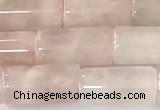 CTB1033 15 inches 8*16mm - 8*18mm tube rose quartz beads