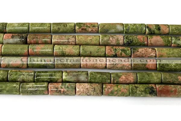 CTB1043 15 inches 8*16mm - 8*18mm tube unakite beads