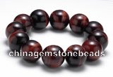 CTB11 9 inches 18mm round red tiger eye stretch bracelet