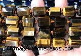 CTB1110 15 inches 12*16mm faceted tube yellow tiger eye beads