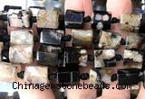 CTB1117 10*10mm - 10*12mm faceted tube sakura agate beads