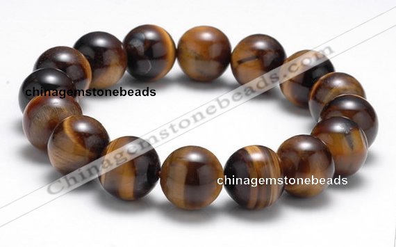 CTB12 8 inches 12mm round yellow tiger eye stretch bracelet