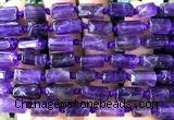 CTB1205 15 inches 8*12mm - 8*14mm faceted tube amethyst beads