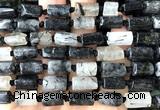 CTB1207 8*12mm - 8*14mm faceted tube black rutilated quartz beads