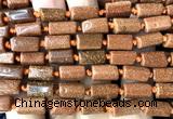 CTB1223 15 inches 8*12mm - 8*14mm faceted tube goldstone beads