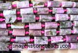 CTB1227 15 inches 8*12mm - 8*14mm faceted tube pink cobalto calcite beads