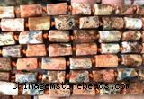 CTB1228 15 inches 8*12mm - 8*14mm faceted tube orange calcite beads