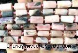 CTB1232 15 inches 8*12mm - 8*14mm faceted tube pink opal beads