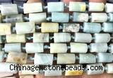 CTB1234 15 inches 8*12mm - 8*14mm faceted tube colorful amazonite beads