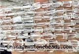 CTB1252 15 inches 6*10mm - 8*12mm faceted tube white crystal beads