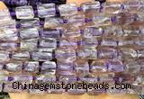 CTB1253 15 inches 6*10mm - 8*12mm faceted tube light amethyst beads