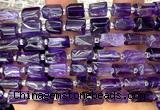 CTB1254 15 inches 6*10mm - 8*12mm faceted tube amethyst beads