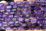 CTB1256 15 inches 6*8mm - 8*10mm faceted tube amethyst beads