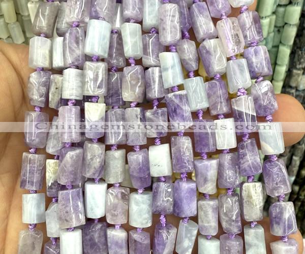 CTB1259 6*10mm - 8*12mm faceted tube lavender amethyst beads