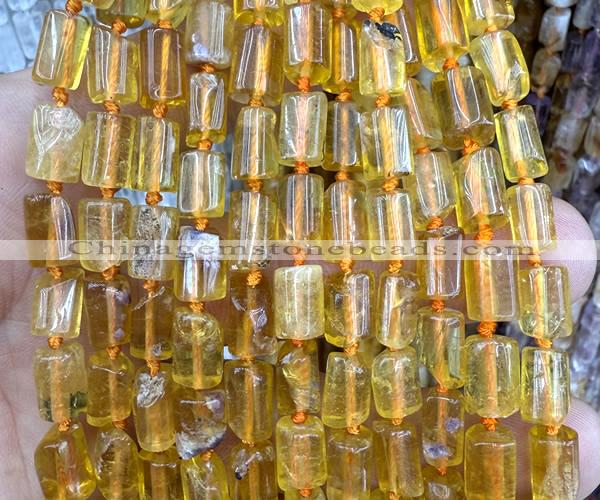 CTB1262 15 inches 6*10mm - 8*12mm faceted tube citrine beads