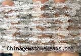 CTB1265 6*10mm - 8*12mm faceted tube black mica quartz beads