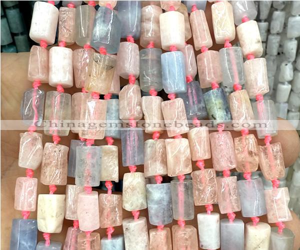CTB1269 15 inches 6*10mm - 8*12mm faceted tube morganite beads