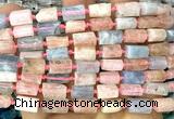 CTB1269 15 inches 6*10mm - 8*12mm faceted tube morganite beads
