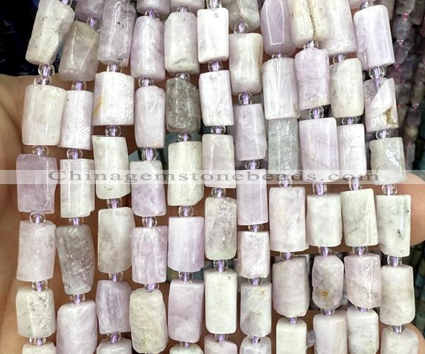CTB1274 15 inches 6*10mm - 8*12mm faceted tube kunzite beads