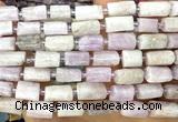 CTB1274 15 inches 6*10mm - 8*12mm faceted tube kunzite beads